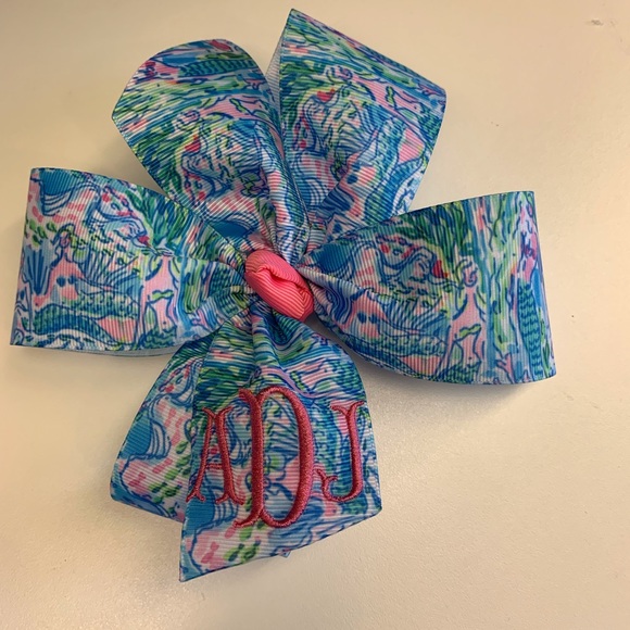 Any Initials,  Large Hair Bow with Monogram - Picture 8 of 8